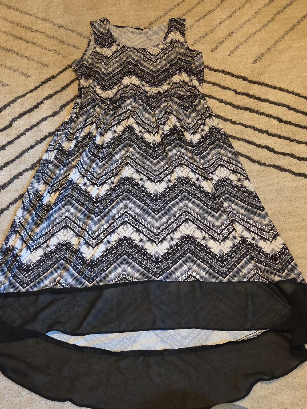 Studio Works Black and White High-Low Chevron Dress
